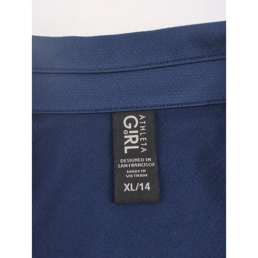 Lot of 2 - Athleta Girl School Day Uniform Long Sleeve Polo Navy Blue Size XL/14